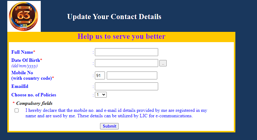 how to update your contact details in your LIC policy